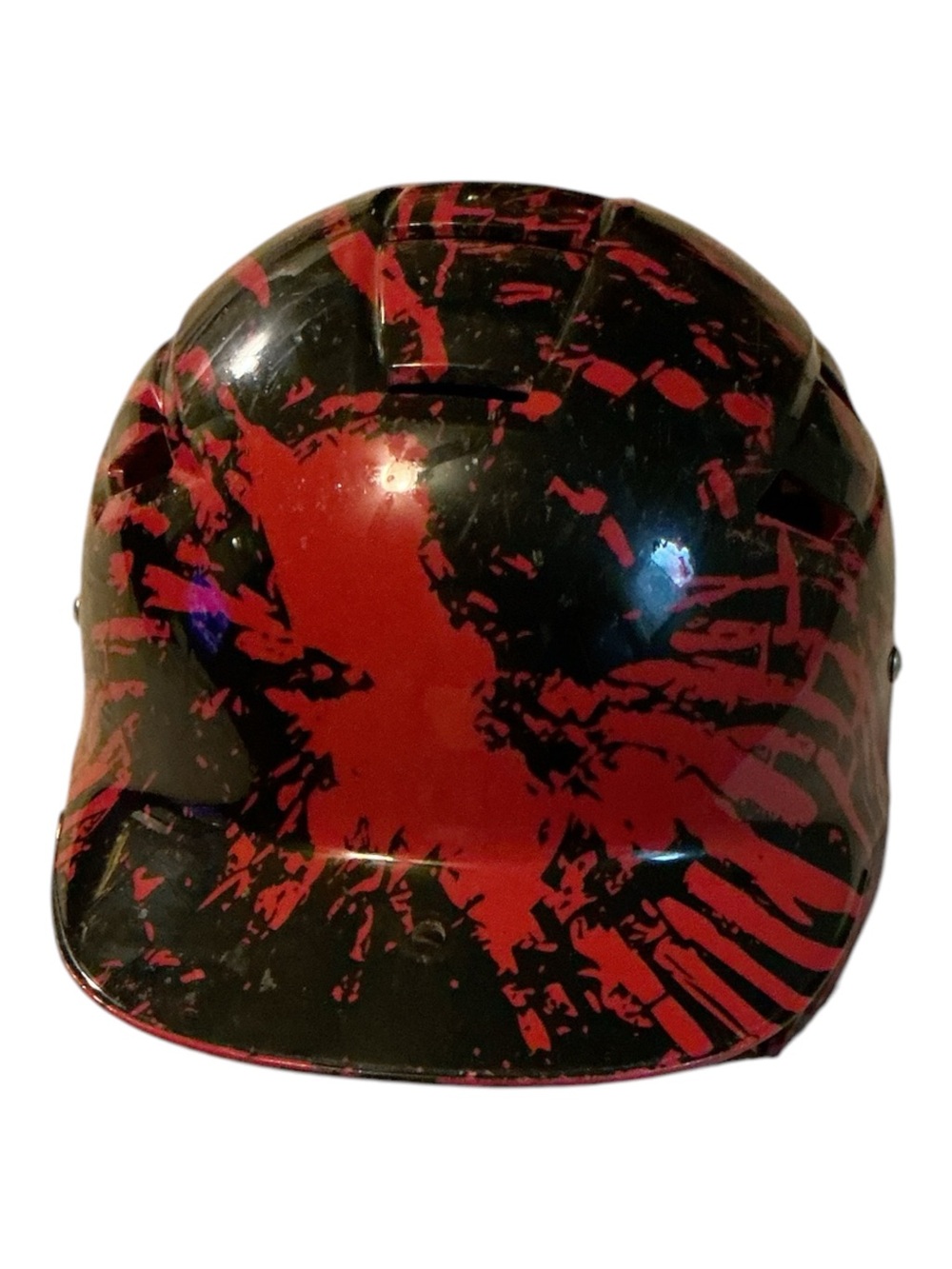 Black Helmet with Red Splatter Graphic